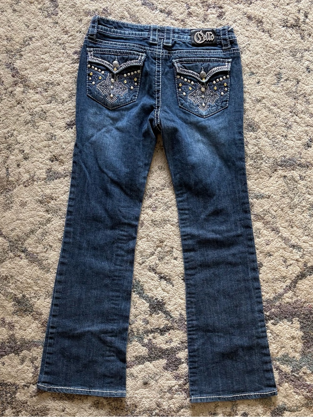 Y2K Cello Rhinestone Low Rise Bootcut Jeans - Picture 6 of 8